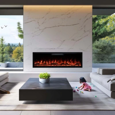Aflamo Elite 213,3 cm schwarze wandmontierte Elektrokamin